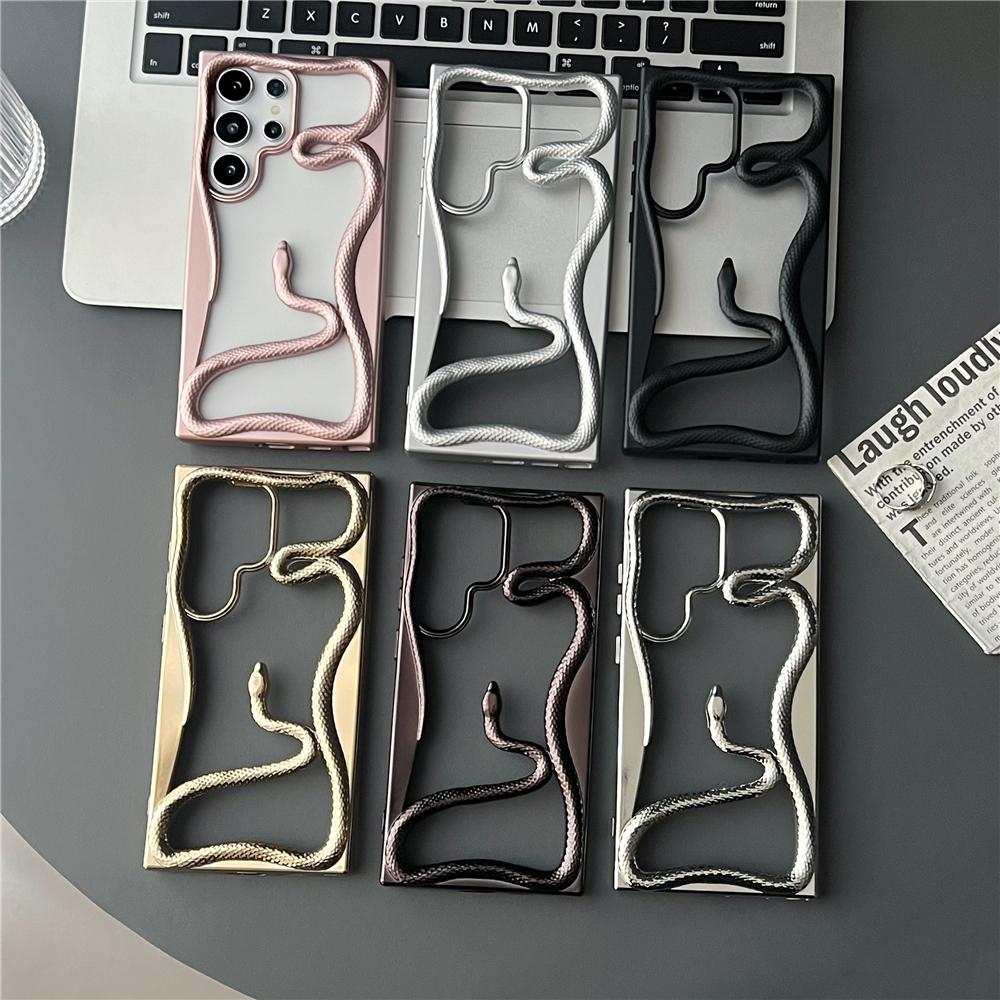 Hollow 3D Snake Phone Case For Samsung S25 Ultra S24 S23 S22 A56 A36 A26 A16 A55 A54 5G Heat Dissipation Soft Cover funda