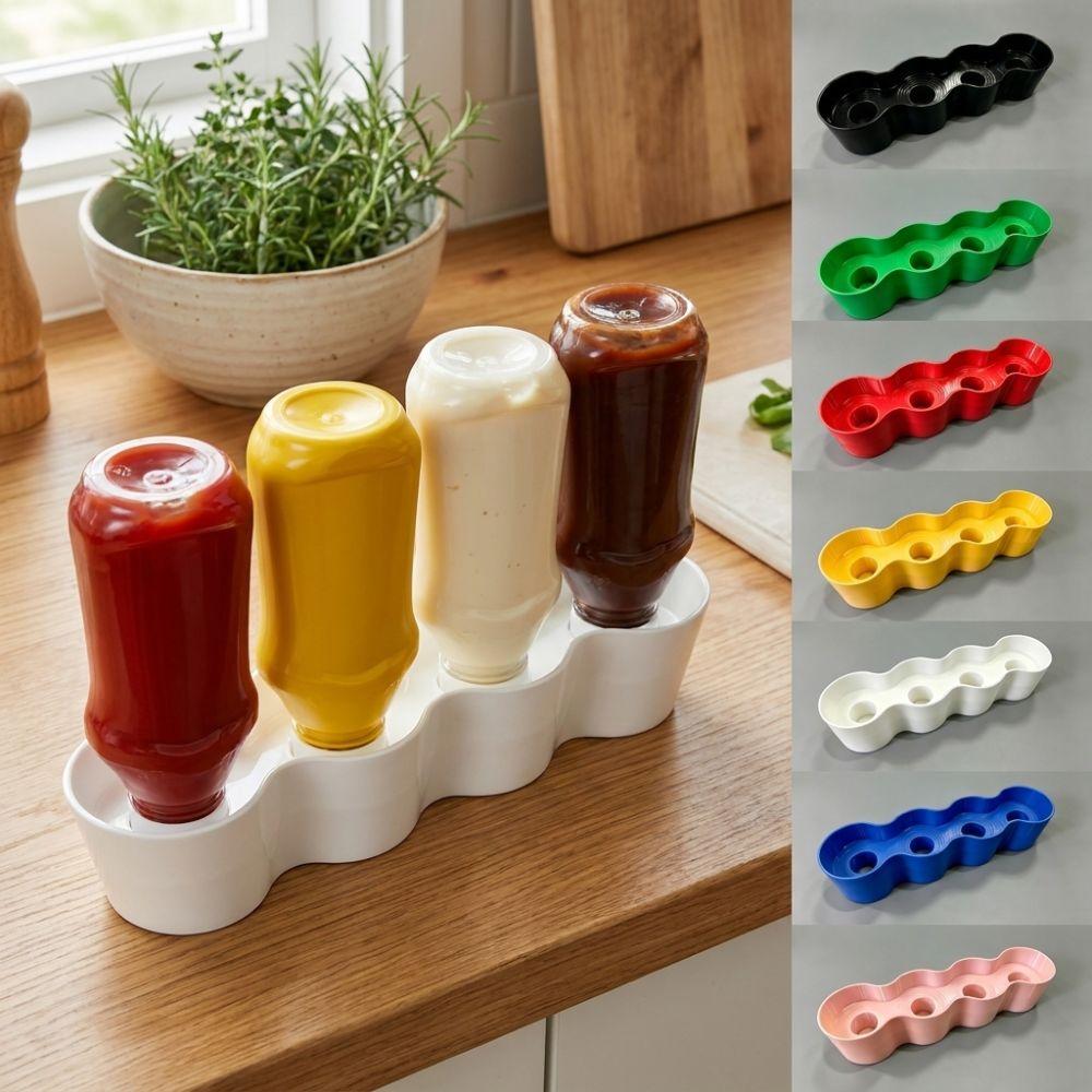 1 Slots Sauce Tube Storage Holder Wave Shaped 1D Printing Ketchup Tube Fixing Shelves Plastic Prevent Sauce Tipping
