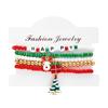 Colorful Beaded Christmas Bracelet Set For Women Men Santa Claus Snowman Snowflake Pendant Bangles New Year Party Jewelry