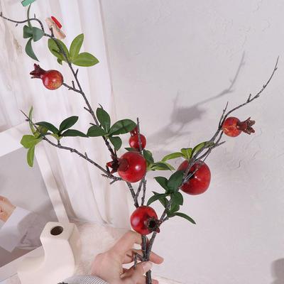 6-Fruit Artificial Pomegranate Branches Realistic Handmade Simulation Pomegranate Fruit Elegant Plastic Fake Plants