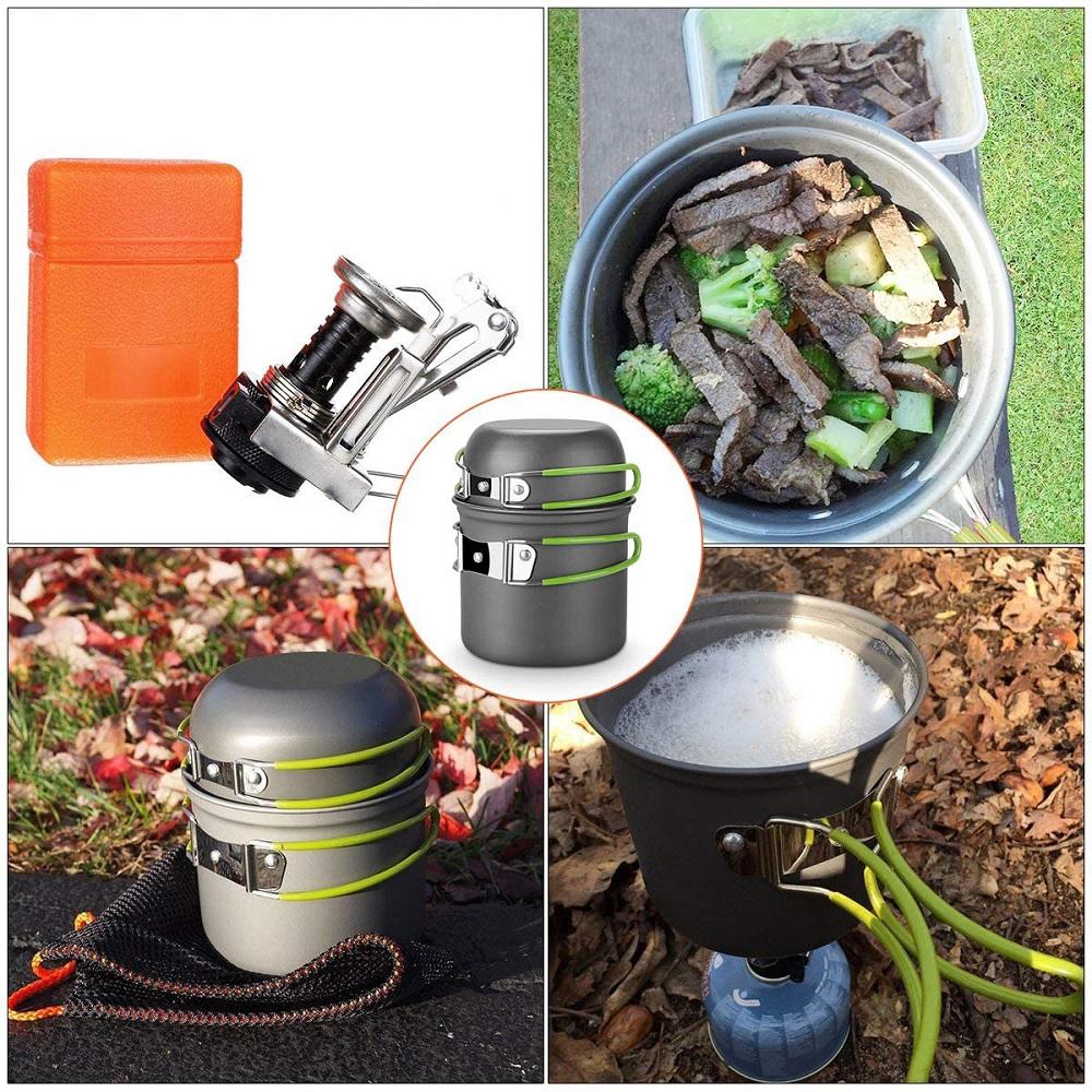 Portable Gas Camping Stove Outdoor Hiking Picnic Cookware Camping Pot