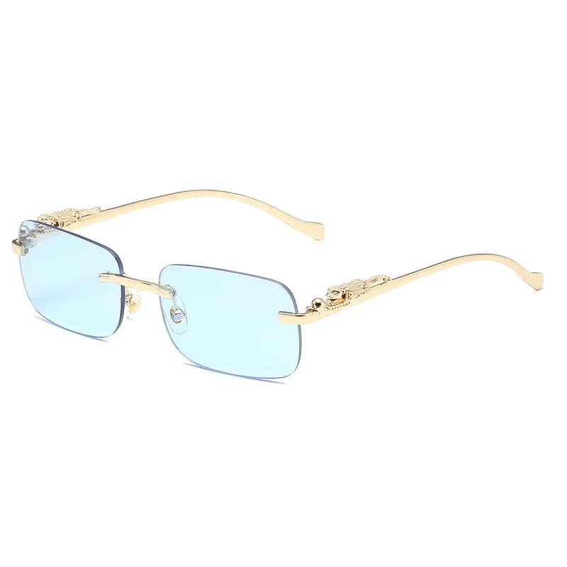 

New Luxury Brand Leopard Vintage Rimless Square Sunglasses Women Fashion Frameless Shades Female Uv400