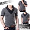 Make 2 Be Slim Short Sleeve with Casual Shirt MF01 Short V-Neck T-Shirt Scarf-Style Detail, (Size 15, Sleeve, Gray, XXXXL)