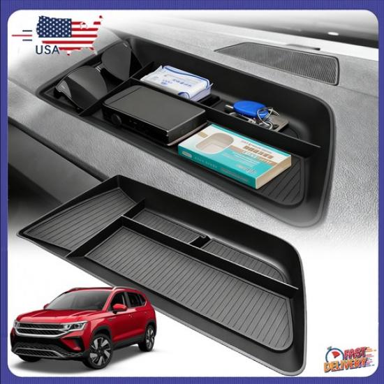 For Volkswagen Taos   2024 Anti-Slip Dashboard Storage Box Organizer Blk