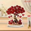 Bohemian Style Acrylic Crystal Heart Rose Tree Decoration, Suitable for Halloween and Christmas Ornaments with Golden Base and Red Roses 