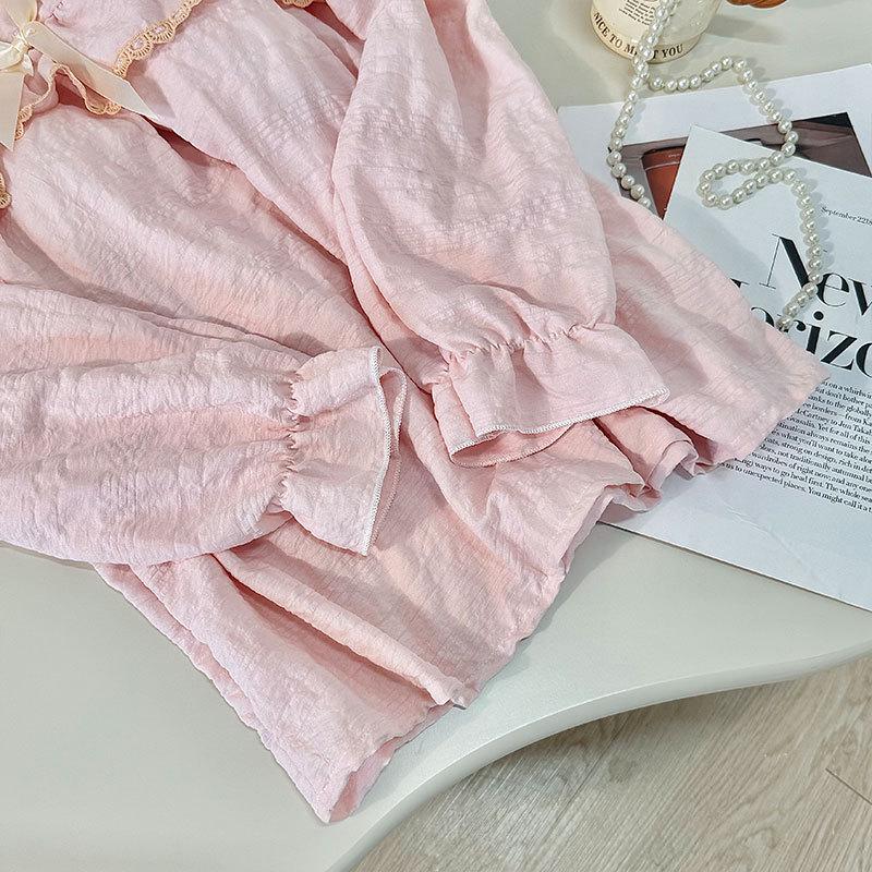 Damen Süße Wolkenbaumwolle Pyjama Set - Langarm & Hose für Frühling und Herbst