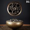 Brûleur d'encens antique avec couvercle creux, porte-bobine anti-moustiques en métal et bambou, orchidée prune, plaque de poêle à encens en bois de santal pour la maison