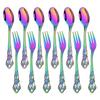 12pcs Colorful Royal Tableware Set Western Stainless Steel Flatware Cutlery Coffee Spoon Fruit Cake Fork Dinnerware Silverware