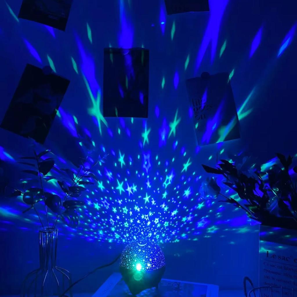 Star Night Light for Kids Modes Changing Lights with USB 360°Rotating Moon Star Projector Desk Lamp for Bedroom Party Decor