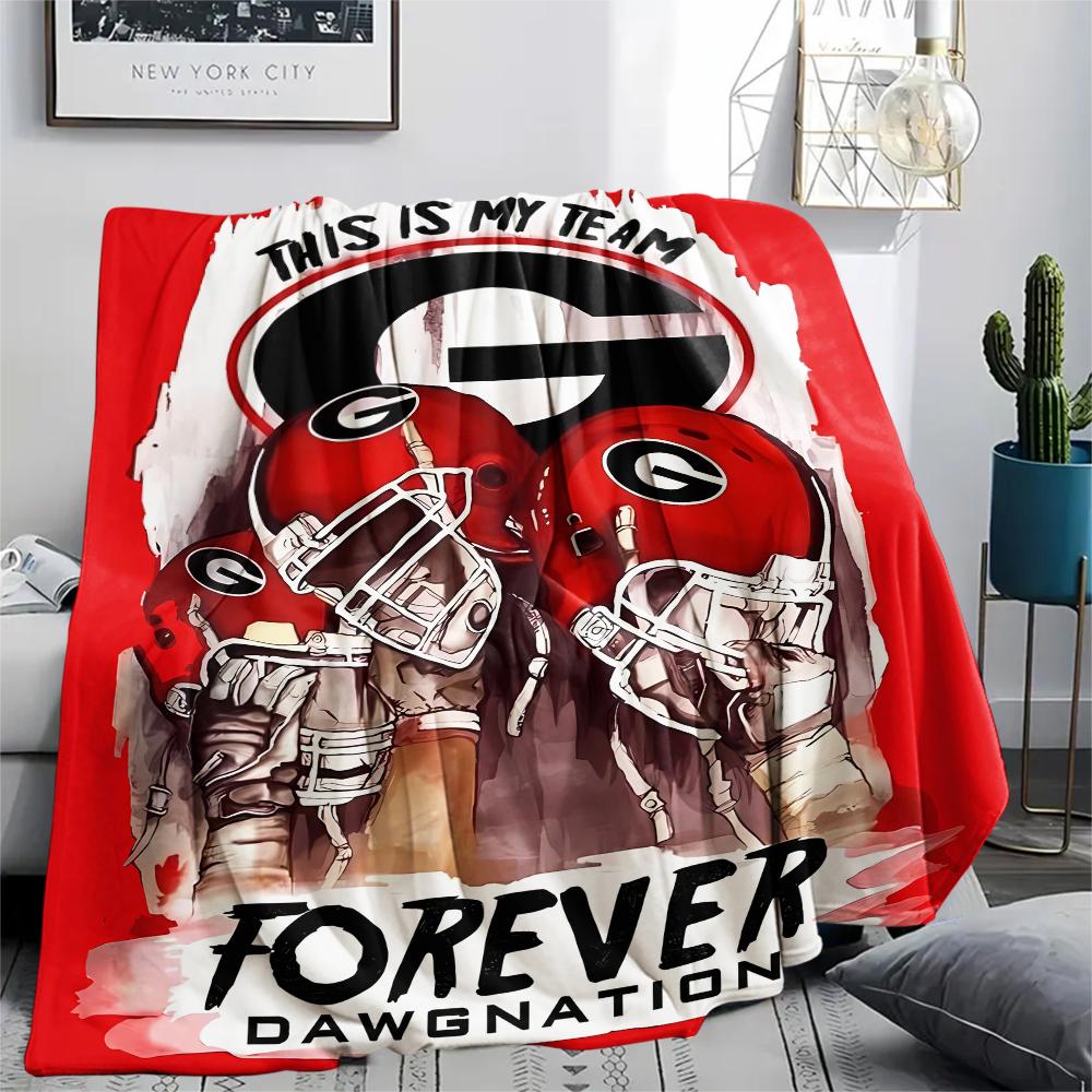 1Pc Georgia Bulldog Print Flannel Blanket, High quality Comfortable for All Seasons, Home Decor, Warmth and Comfort, Perfect for Gifts