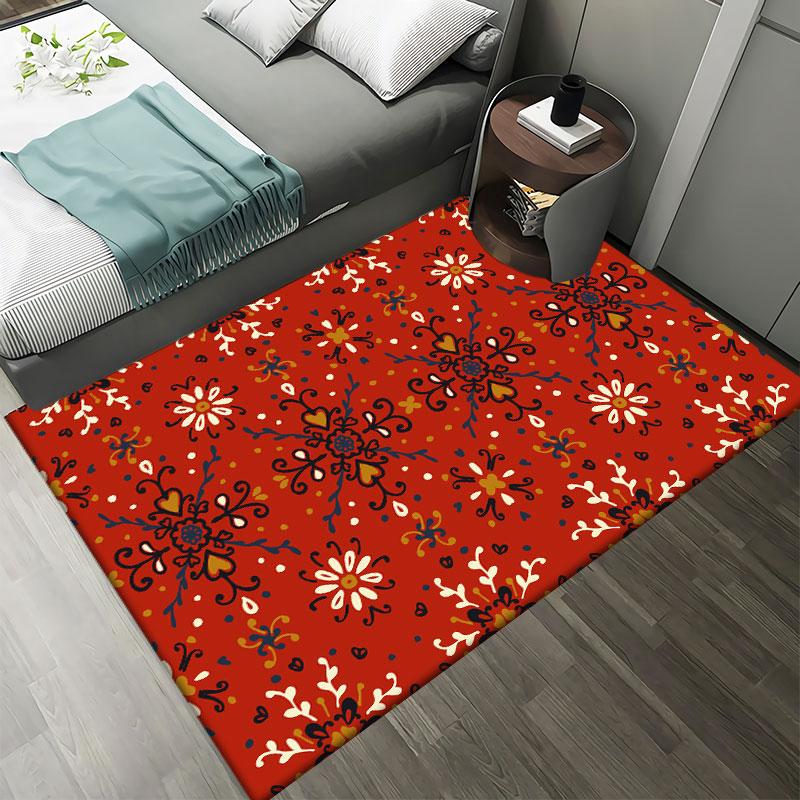 Living Room Retro Rug Bohemian Pattern Non-slip Round Rug Children's Room Floor Mat Bedroom