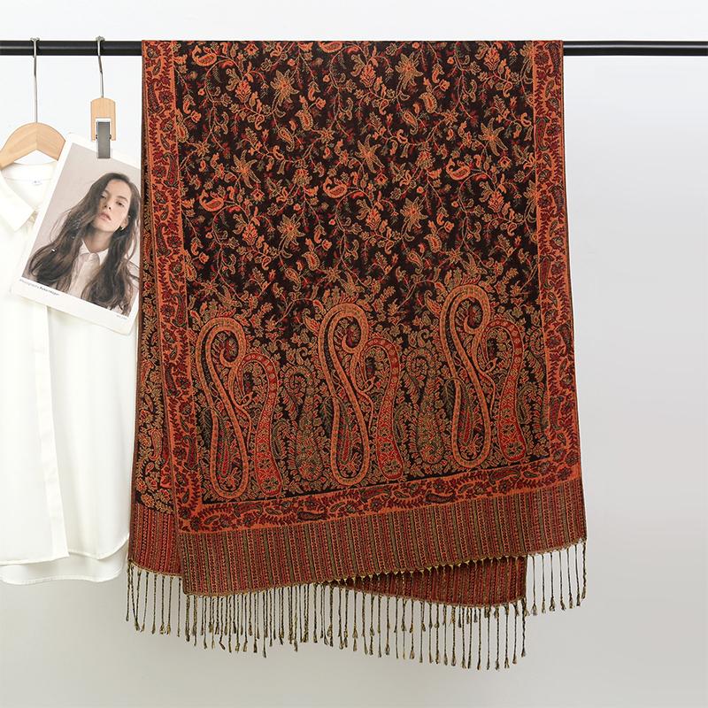 Women Winter Scarf Cashmere Pashmina Shawls And Wraps Bufandas Floral Print Warm Thick Scarves Blanket For Lady  Newpe