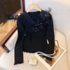 Lace Collar Three-dimensional Flower Knitted Sweater Women's Autumn and Winter Fungus Edge Bottoming Shirt Design Sense