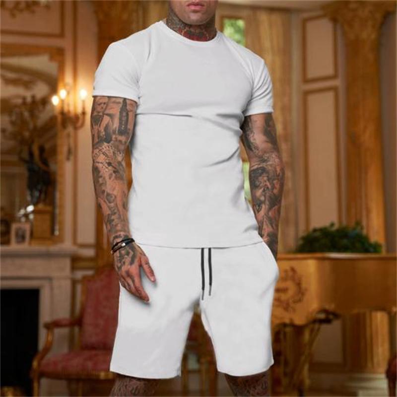 NEW Fashion Casual Tracksuit Summer Outdoor Sports Suit Men's Breathable Short Sleeve T-shirt+shorts Men's Suit Two-piece Set