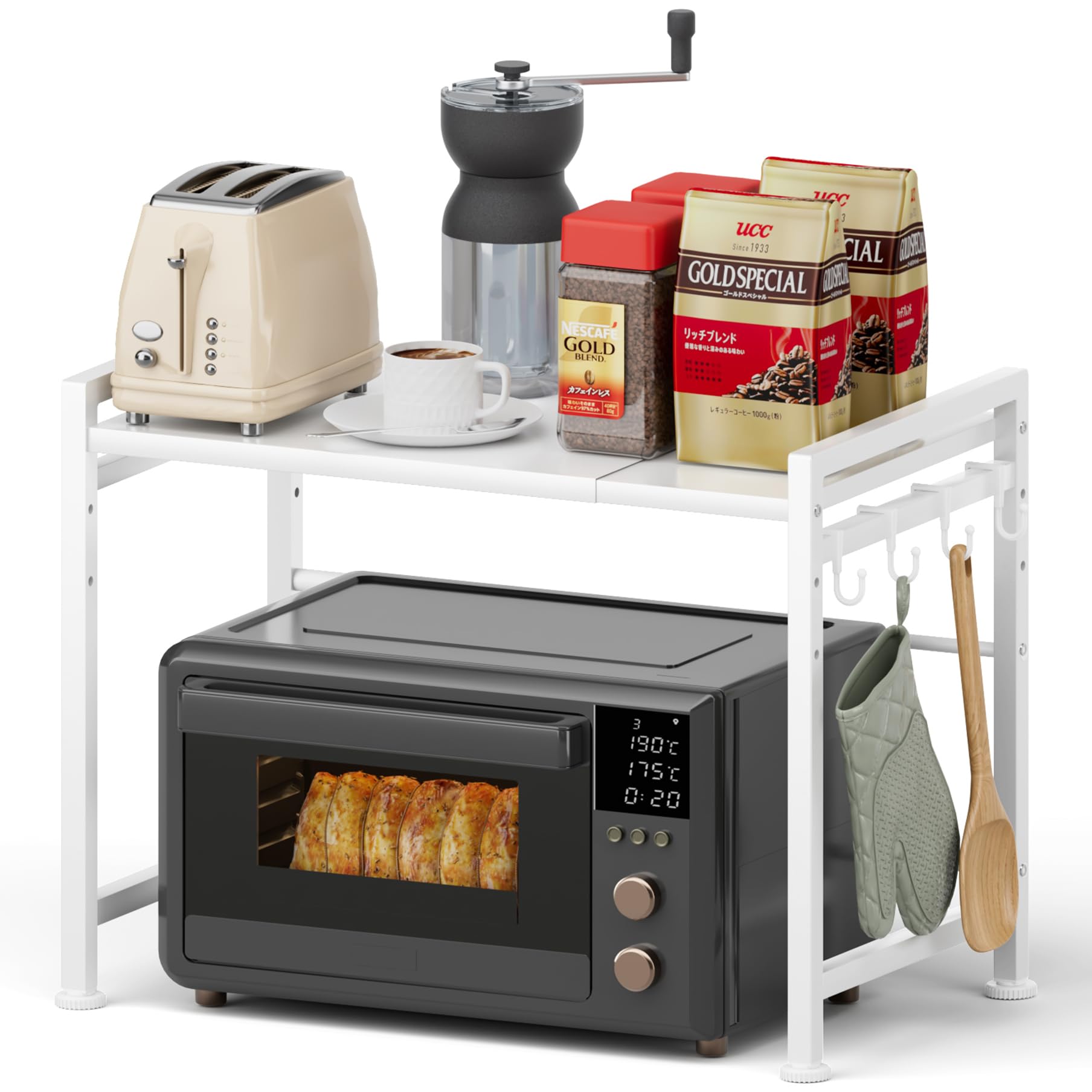 

GAWOOW Микроволновая полка над плитой, выдвижная, с регулируемой высотой полки