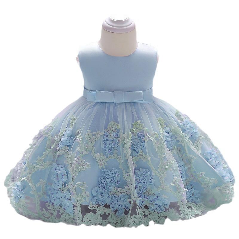 Baby Girls Princess Dress Floral Tulle Baptism Gown 1-3 Years Old Kids Wedding Photo Shoot