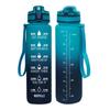 Tritan Frosted 1000ml Plastic Water Bottle with Time & Capacity Scale, Portable Handle