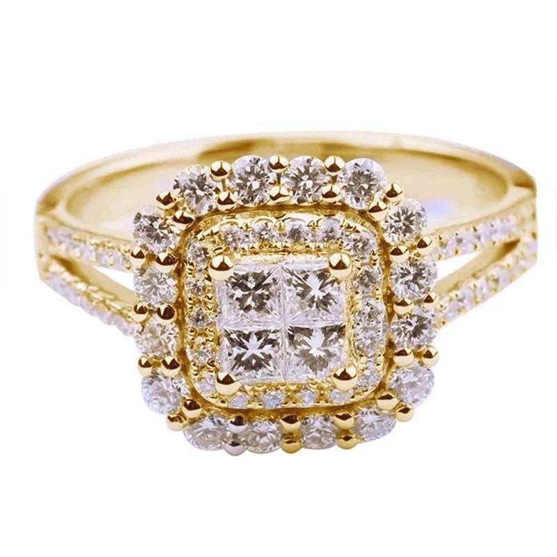 

Luxury Square-shaped Cubic Zirconia Wedding Rings for Women Gold Color/Copper Color Fashion Engagement Bands Zircon Hot 10