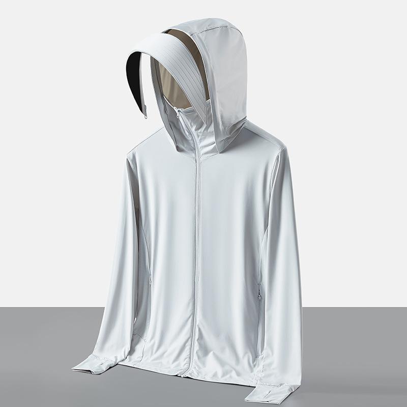 Original yarn ice silk sunscreen clothing for women upf10 + removable brim cool jacket UV protection cycling sunscreen clothing for men