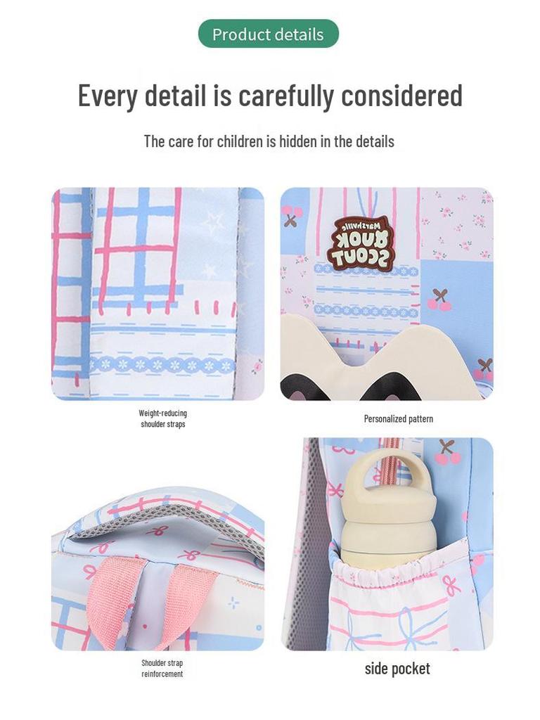 Lightweight Large Capacity Cat Cartoon School Backpack for Boys and Girls