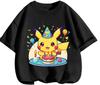 Everyday Casual Short Sleeve T Shirt Pikachu Trendy Cartoon Print Lightweight Outdoor Wear Children 3 To 14 Years Old