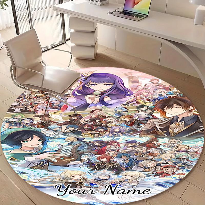 Personalized Genshin Impact Round Chair Office Rug - Perfect for Mat, Office Chair & More - Ideal Gift for Birthdays and Holidays