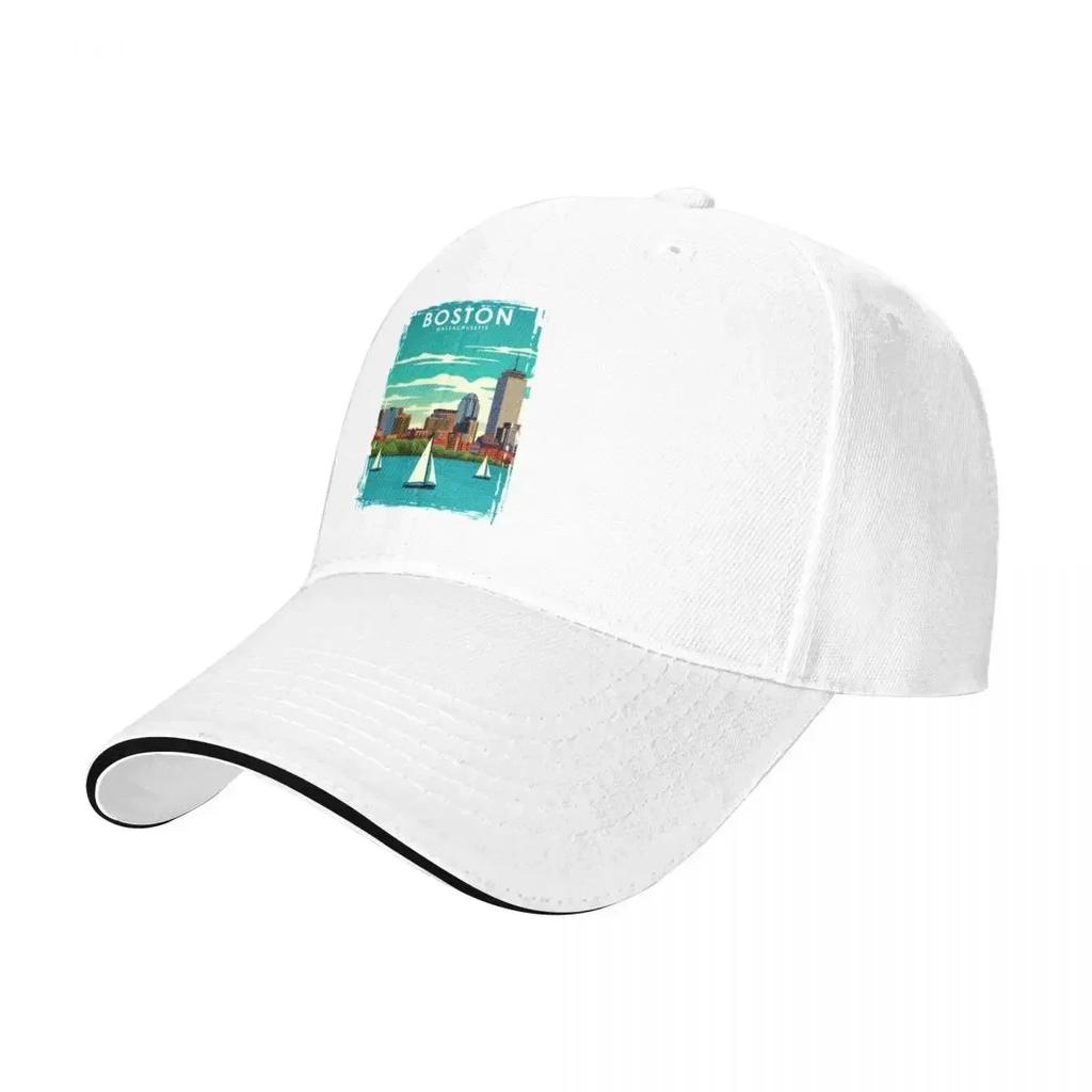 Boston Massachusetts Vintage Minimal Travel Poster Baseball Cap cute Beach Bag Gentleman Hat Men Golf Wear Womens