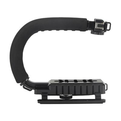 Kamera Handheld Stabilisator ABS Schwamm Einstellbarer Winkel U-Form 3 Blitzschuh Handheld Stabilisator für