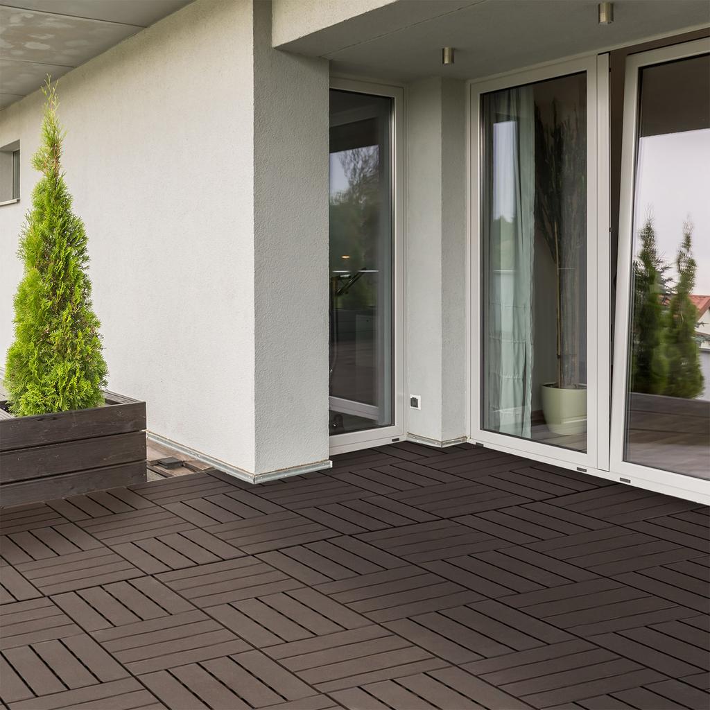 Terrace Tiles, 30 X 30 Cm, 9 Pieces, Click Tiles, Balcony Tiles with Click System, Drainage Function, Flooring Tile for Terrace, Balcony, Brown