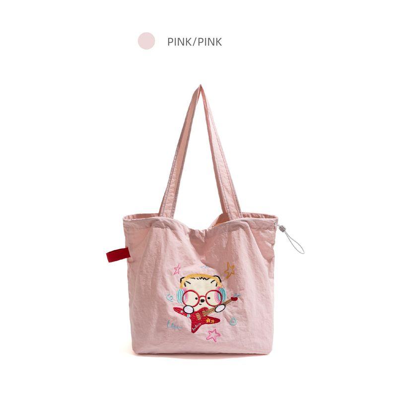 

Ckkui Korean Cartoon Embroider Pink Bag 2025 Early Summer Wear Large Capacity Handbag Commuter Shoulder Bag Pink