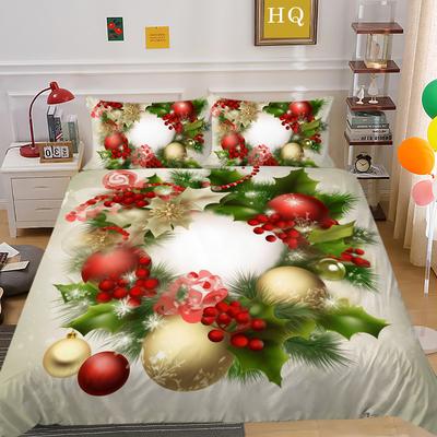 Christmas Digital Printing 3D Printing Polyester Pillowcase Quilt Cover Two Or Three-Piece Set