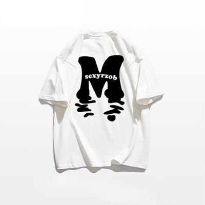 Zomer Mode Zwaargewicht Retro Heren Engelse Letters 100% Katoen Gedrukt Ronde Hals Hoogwaardige Casual Fitness Straat T-shirt