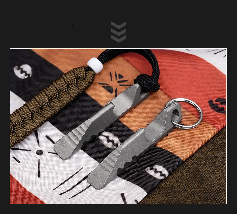 Titanium Alloy Mini Pry Bar & Bottle Opener Keychain: Multi-functional EDC Tool for Packages FC18