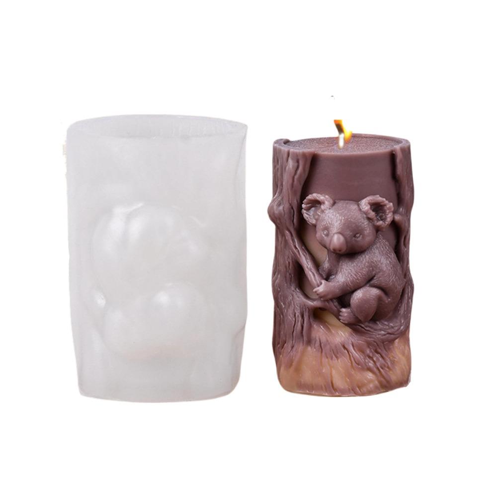 Silicone Koala Stump Candle Mold Cylinder Resin Mold Squirrel Candle Mould  Home Decor