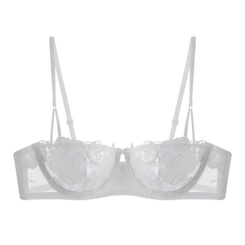 High quality French underwear sexy rose embroidered lace underwear big chest small anti-sagging large size bra cover