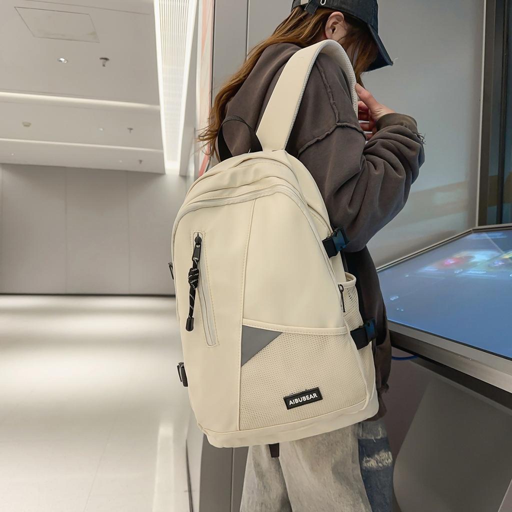 School bag new high-end backpack, large capacity for junior high and college students, simple and versatile casual travel backpack