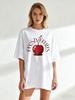 Oversized T Shirt Black Fresh Fruits Cherry Print Graphic Tee Casual Summer Wear