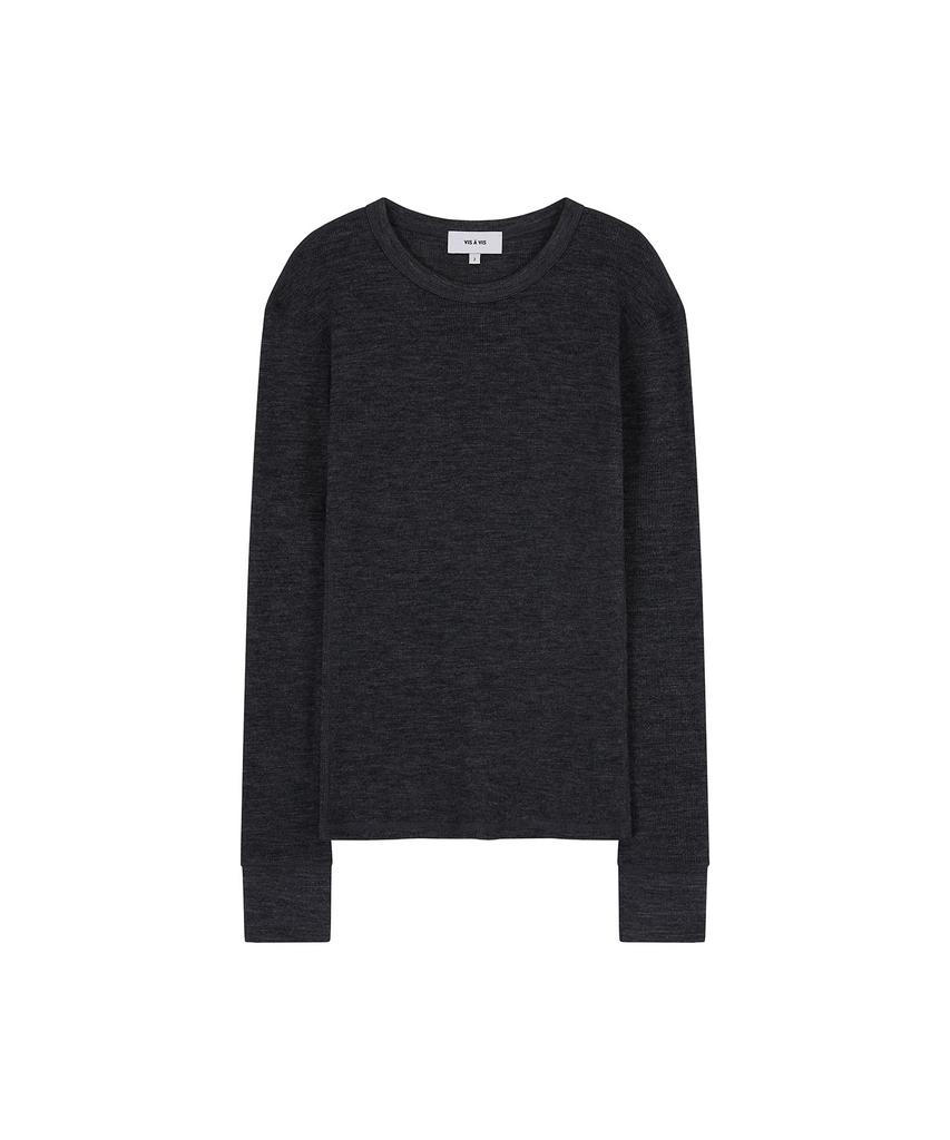 VIS A VIS Wool Ribbed Jersey Crewneck (D.K Gray)