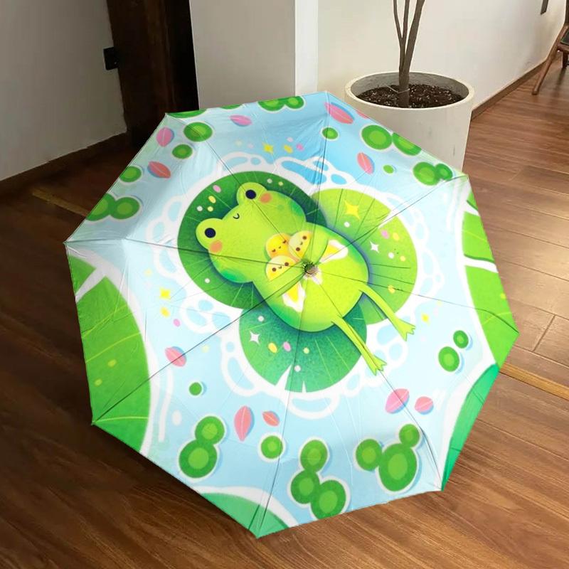 

1pc frog, pond Automatic Open/Close Umbrella, Halloween & Gifts - Ideal for Daily, Formal, Party Use, Durable Canopy yy251011034