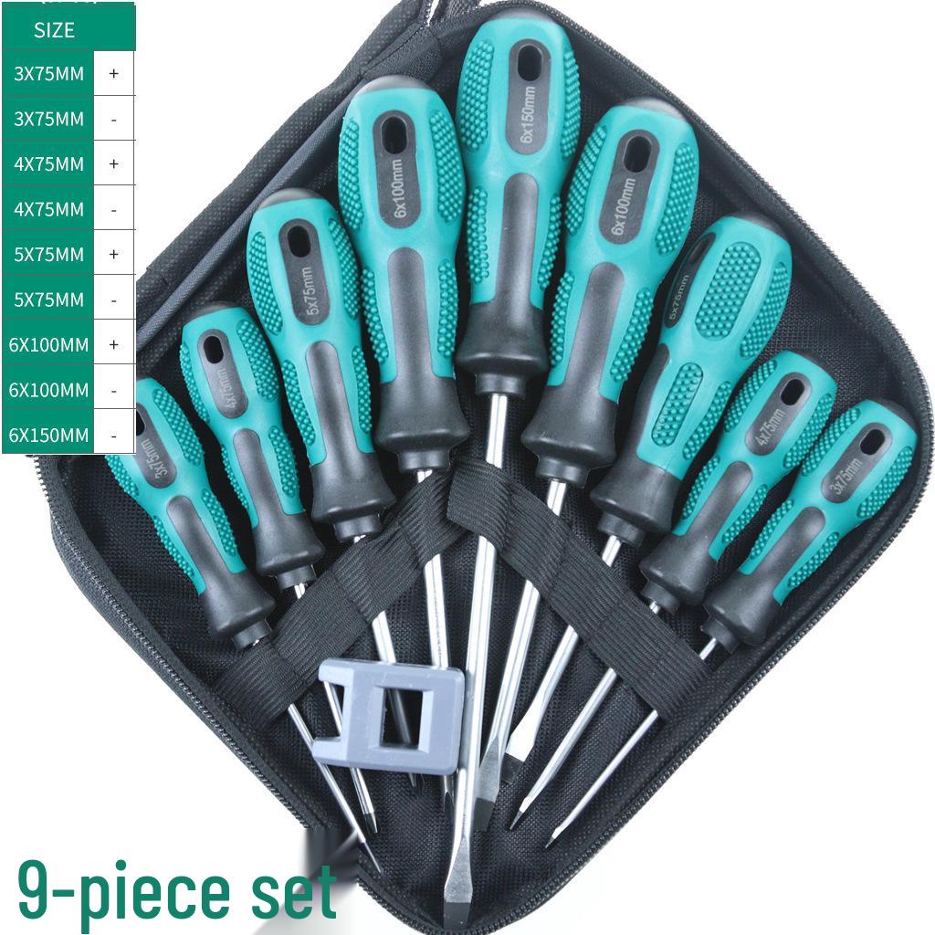 9-Piece Magnetic Crosshead & Slotted Screwdriver Set with Tool Bag