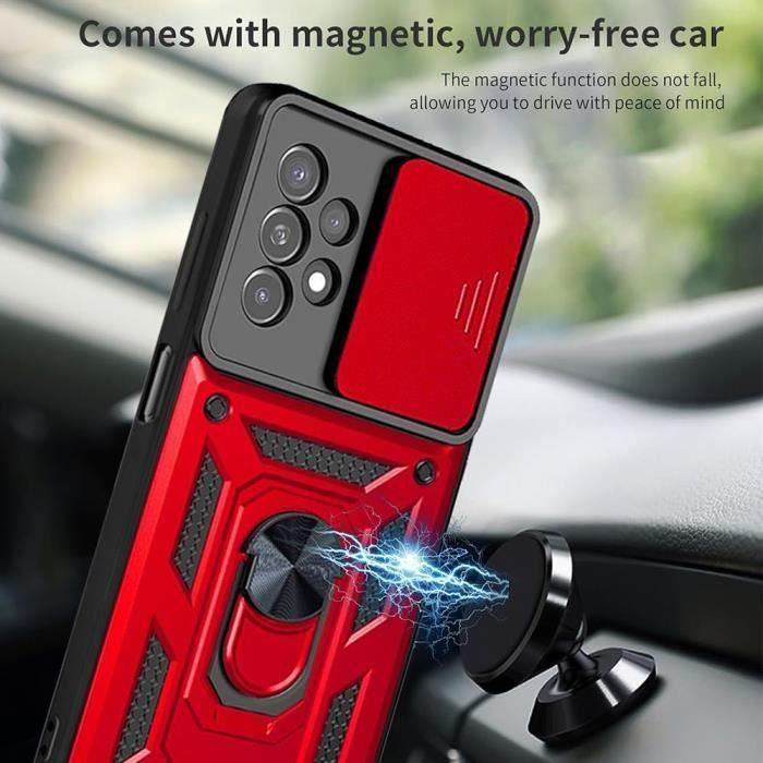Coque pour Samsung Galaxy A23 5G - Rouge - Antichoc - Support 360° - 2 Verres Trempés