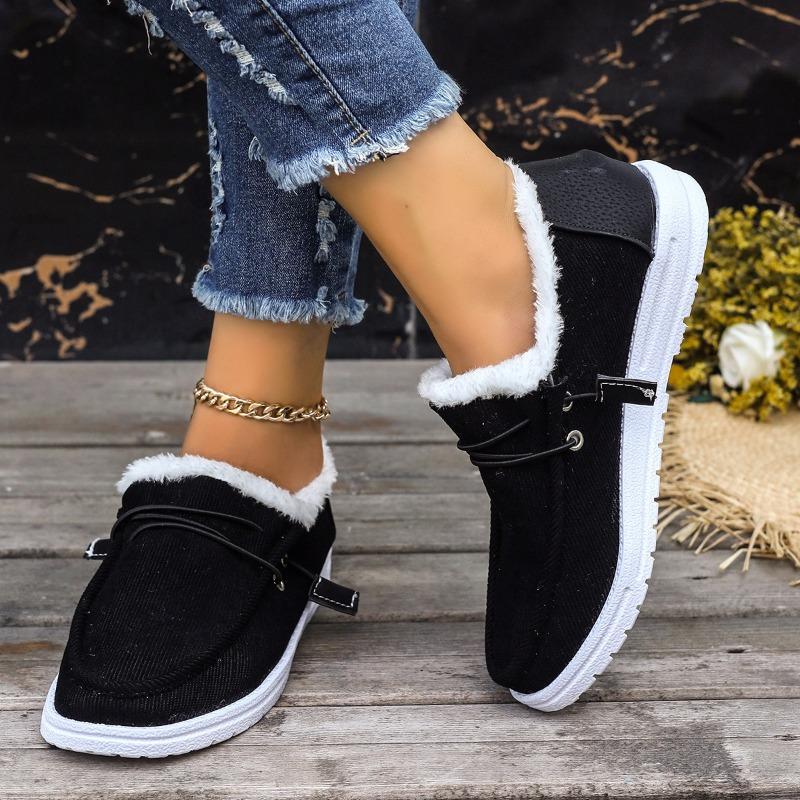 Women's Plus Size New Low Top Fleece Cuffed Lace Up Warm Casual Cotton Shoes