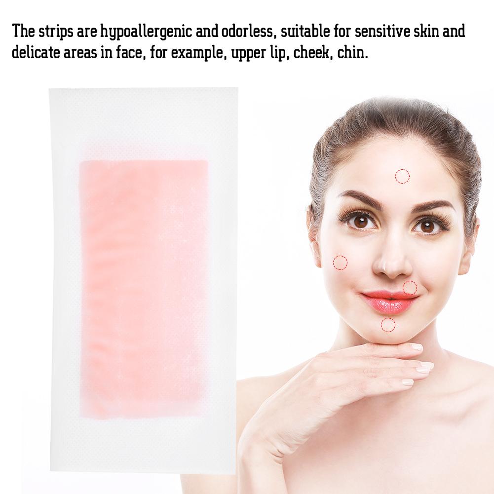 10 Stück Haarentfernung Bein Körper Gesicht Wachspapiere Enthaarungsstreifen(Rosa)