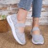 Knit Mesh Slip-On Sneakers for Women, Comfortable Air Cushion Sole Breathable Casual Walking Shoes with Mary Jane Strap