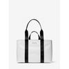 Dual Handle Tote With Zip Mk Signature 37s5lcot9b3535 Bright White
