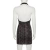 European & American Sexy Animal Print Halter Neck Bodycon Dress