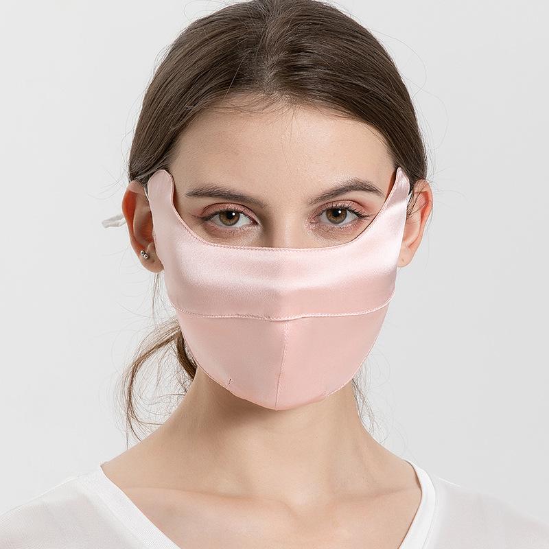 Women's Comfortable 100% Mulberry Silk Sun Protection Face Mask Summer UV Protection Breathable Face Cover Eye Corner Protection