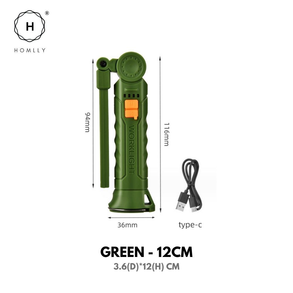 Homlly Portable Magnetic Rechargeable LED Flash Light Torch Lamp with 360 Degrees Rotate
