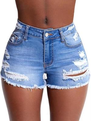 2026 Summer Women's Mid-Waist Sexy Stretch Butt-Lifting Ripped Denim Shorts
