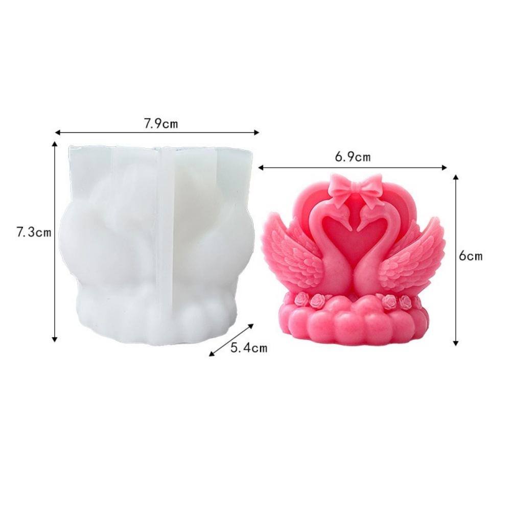 Love Couple Swan Candle Silicone Mold for Valentine's Day Wedding Aroma Soap Ornaments Plaster Cake Decorating Mold Home Decor